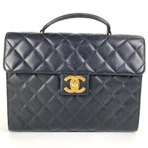 CHANEL A02794 vintage CC Logo Matelasse Quilted Hand Bag Tote Bag Document Bag